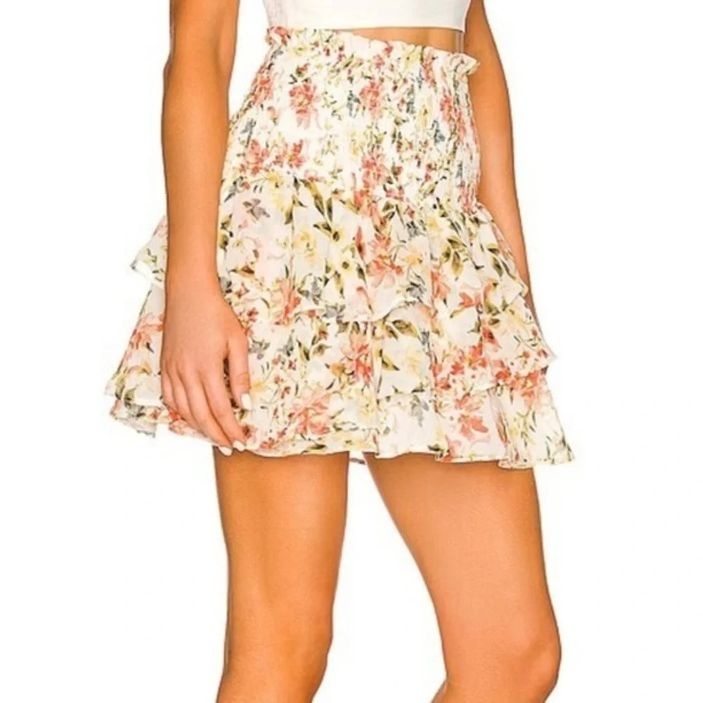 New 1 State Mini Chiffon Ruffle Skirt Daybreak Watercolor